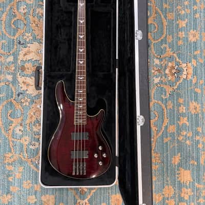 Schecter C-4 Deluxe Active 4-String Bass 2010s - Crimson Red Burst image 2
