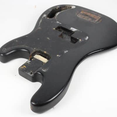 1966 Vintage Fender Precision Bass Project BODY Lightweight 4.4 LBS ~Refin~ Black PBass 1960s USA w/Original Neck Plate image 9