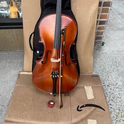Unbranded 1/2 Size Cello W/ Bow, Bag, & Rosin - Natural image 1