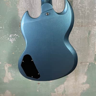 Vintage VS6V-GHB Reissue Series Double Cut with Vibrola Tailpiece - Gun Hill Blue image 11