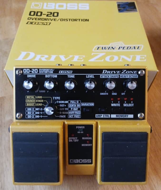 Boss OD-20 OVERDRIVE/DISTORTION - Drive Zone - Twin Pedal 2003 - Yellow