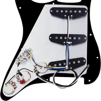 4Ply Loaded SSS Pickguard Vintage F '60s Tones Prewired Strat Pickguard with Staggered Alnico 5 SSS Single Coil Pickups for Fender Stratocaster ST Electric Guitars JT/HBZC-01 Black Pearl image 4