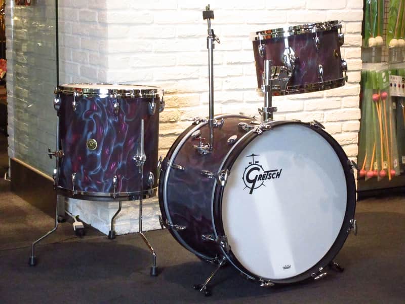 Gretsch USA Custom Series 3pc Drum Set 20" 12" 14" Peacock Satin Flame image 1