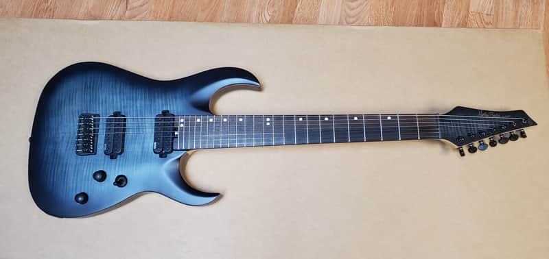 Harley Benton Amarok 7 String Guitar - Black Flame Burst image 1