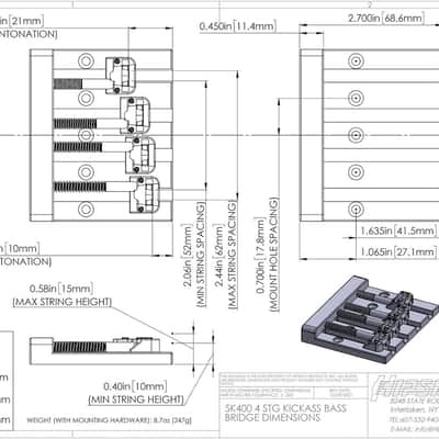 Hipshot KickAss High-mass Bass Bridge for 5-bolt Fender, Chrome image 5