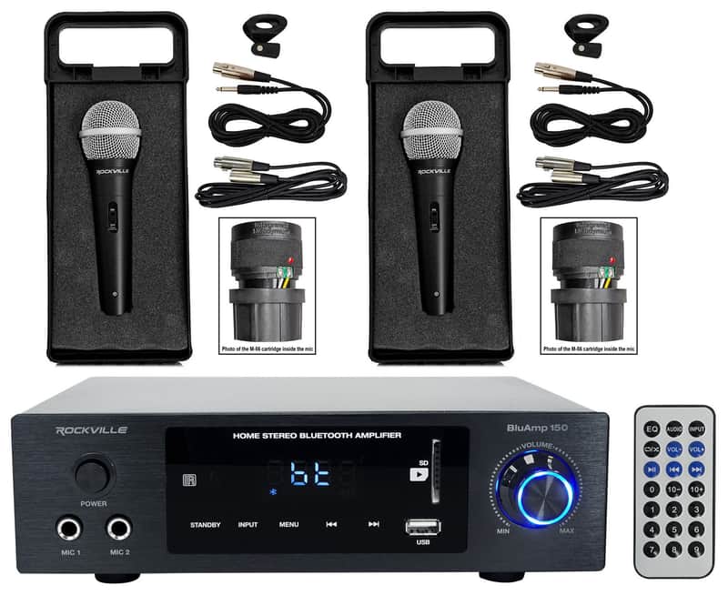 Rockville BLUAMP 150 Home Stereo Bluetooth Amplifier w/Optical/Phono/RCA+2) Mics image 1