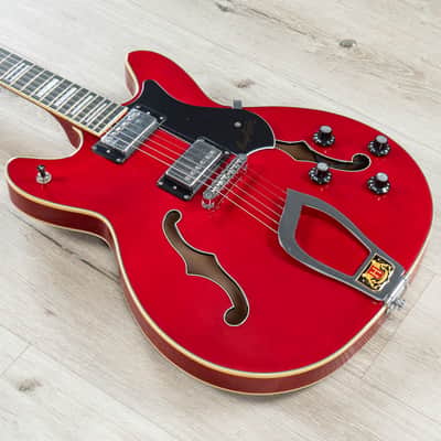 Mint Hagstrom Viking Semi-Hollow Electric Guitar Wild Cherry Transparent Finish WCT image 3