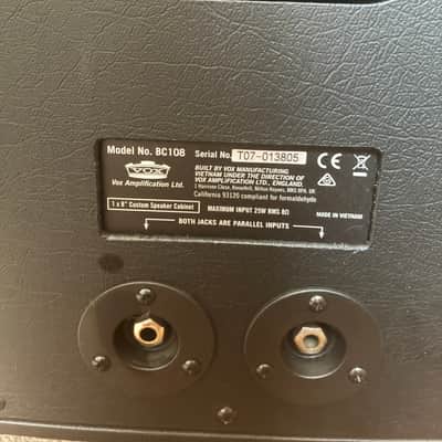 Vox BC108 Black Cab 25-Watt 1x8" Guitar Speaker Cabinet 2017 - Present Black image 3