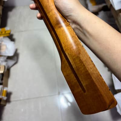 Stainless steel 22fret Roasted flame Maple Electric guitar neck Satin 25.5in parts image 8