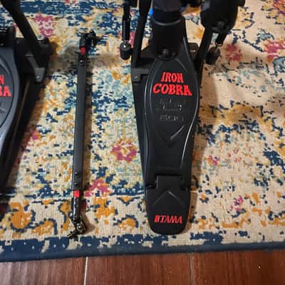 Tama Iron Cobra 600 25th Anniversary double kick pedal red and black image 3