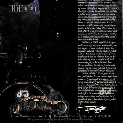 Terry Bozzio's DW 2000s - 2.5x8" Collector's Maple Piccolo Tom - "Bb/A#" Autographed! Transparent Dark Walnut Satin image 6