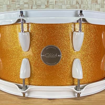 Click Icon 6.5x14 5ply 5+5 Maple Snare Drum Orange Misty Sparkle image 9