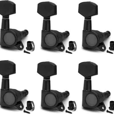 6 Pieces 6R Guitar tuner pegs,Big Square Sealed guitar tuning pegs tuners machine heads,for Acoustic or Electric Guitar (Black) image 1