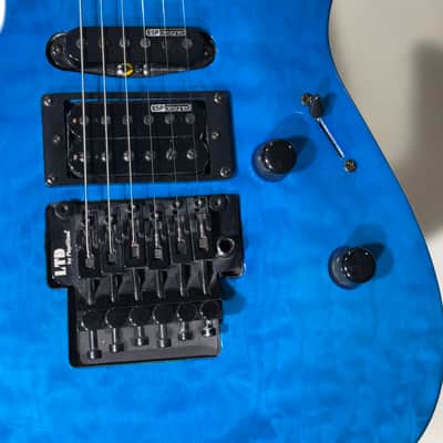 ESP LTD MH-203 QM - See Thru Blue - In-House Adjusted image 4