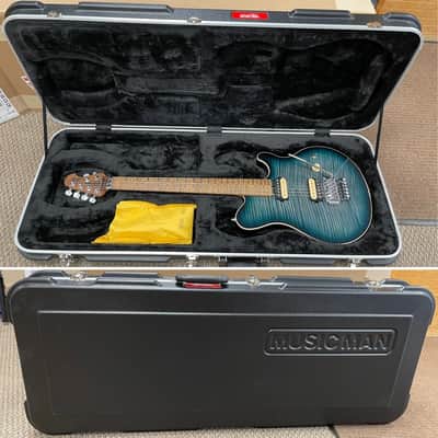Ernie Ball Music Man Axis Flame Top Electric Guitar Yucatan Blue w/ Hard Case image 3