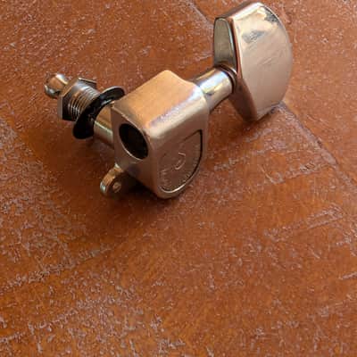 Schaller Tuning Peg Single Tab Large Button DAE Side Vintage 1970s Nickel image 2