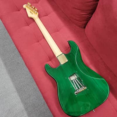 Trap Town Barn Burner S-Style Electric Guitar - Transparent Green image 7