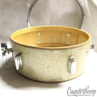 Pearl Snare Drum Shell+Tama Aichi Throw-Off 3Ply Lauan Silver Sparkle Vintage60s image 4