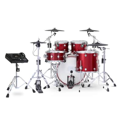 DW DWe 5pc Complete Electronic/Acoustic Drum Set w/Roland Cymbals & V71 Black Cherry Metallic image 3