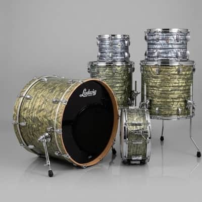 Ludwig Keystone X 6pc with Snare Sky Blue Pearl (Yellowing Wrap) 2019 - Sky Blue Pearl (Yellowing) image 1