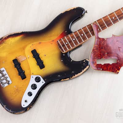 1966 Fender Jazz Bass Sunburst Padauk Fretboard Binding + Dots w/ Case image 23