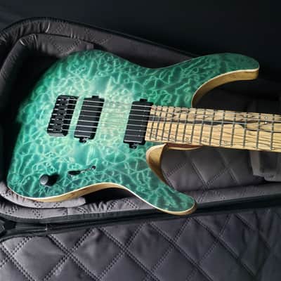 Mayones Aquila Elite S7 26.5" Reverse Headstock 4A QM top, Pale Moon Ebony Fretboard 16", Luminlay Offset Dot Inlays, Black Limba body, Wenge neck, Velvetrone Pickups image 17