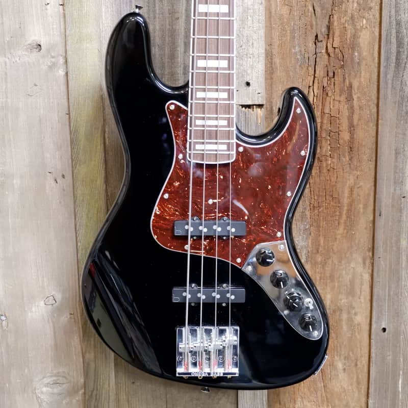 Warmoth J-style Custom Bass - Black with Tortoise Pickguard - Hard Case Included image 1