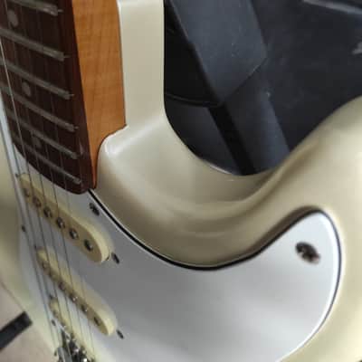 Encore  Stratocaster  1980's Pearl White Really Purdy Early Model Sounds Awesome! image 6