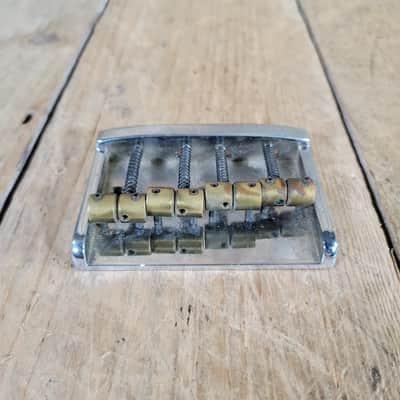 Unbranded Bass Bridge 1980s Brass Saddles Brass over Chrome Base 4 String image 4
