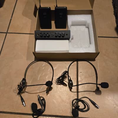 Fifine M-K038 wireless microphone system UHF Dual Channel 2018 - Black image 2