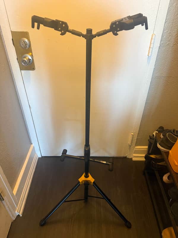 Hercules GS422B Auto Grip Duo Guitar Stand with Foldable Backrest 2010s - Black image 1