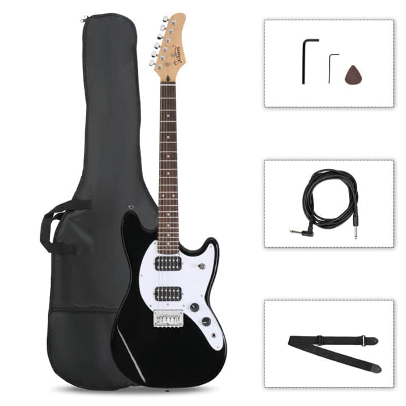 Glarry Full Size 6 String H-H Pickups GMF Electric Guitar with Bag Strap Connector Wrench Tool Black image 1