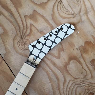 Custom GeoMetric Design 22 fret Banana Shred Maple Guitar Neck Replacement, Floyd Rose Nut Stainless Steel frets diy image 1