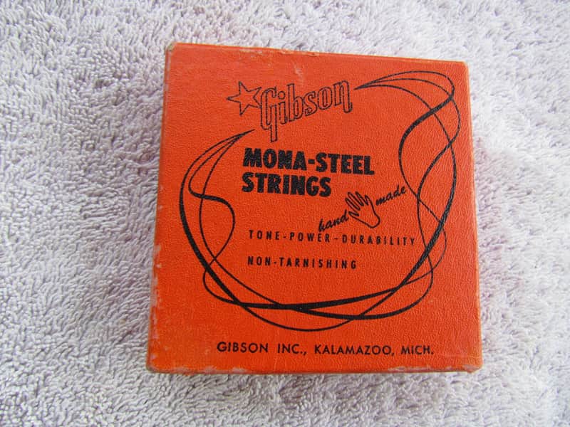 Gibson Mona-Steel Guitars Strings In Box 1950's Era Gibson Mona-Steel Guitars Strings In Box With 4 Strings Case Candy image 1