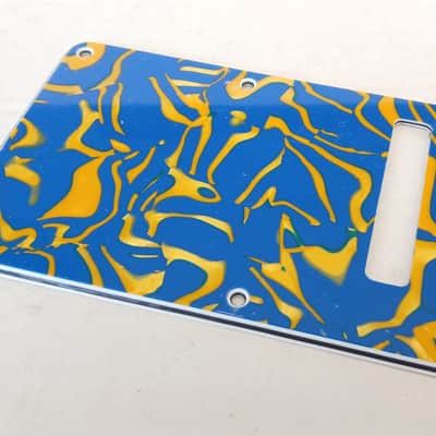 Strat Guitar Tremolo Cover - Blue / Yellow Gold Swirl NEW image 2