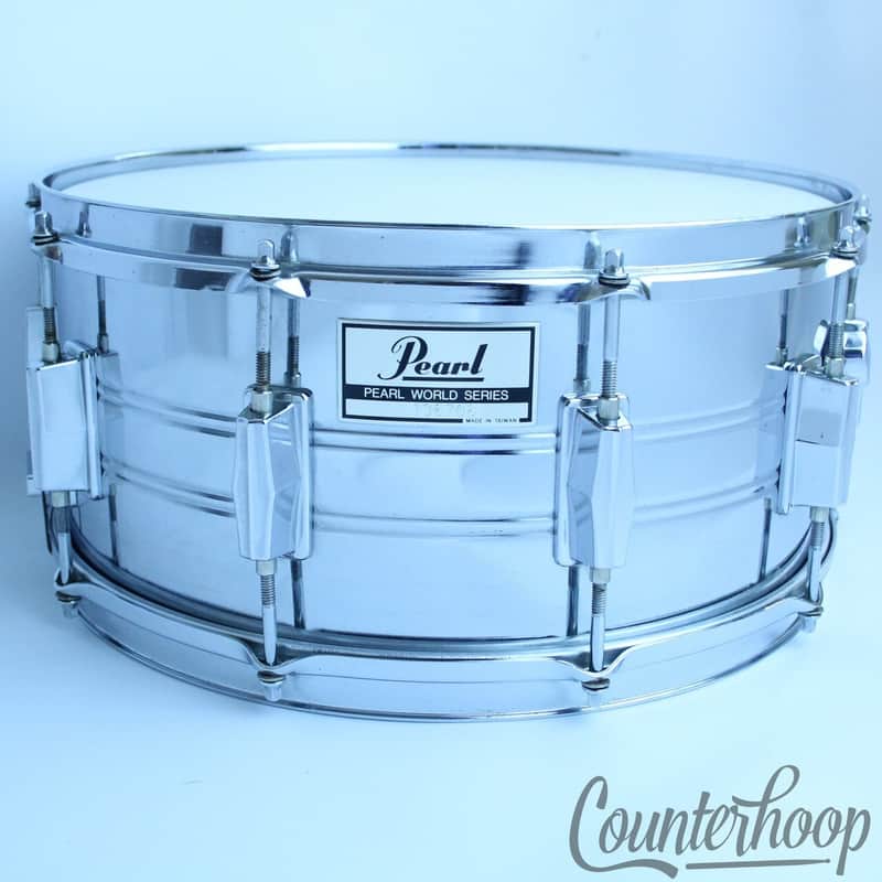 Pearl "World Series"14x6.5"Snare Drum 10-Lug Heavy Steel Vintage 80s Triple Rims image 1