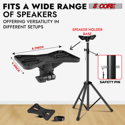 5 Core Speaker Stand Tripod Heavy Duty Adjustable 72" Universal Mount for PA DJ Studio image 4