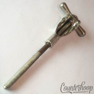 *Leedy 1x Bowtie Tension T-Rod+Claw Vintage 30s Nickel Bass Drum Faucet Set USA* image 3