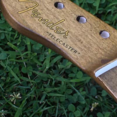 Lefty Musikraft Custom 50s V Profile Relic Tele Guitar Neck Amber Bone Nut Maple image 2