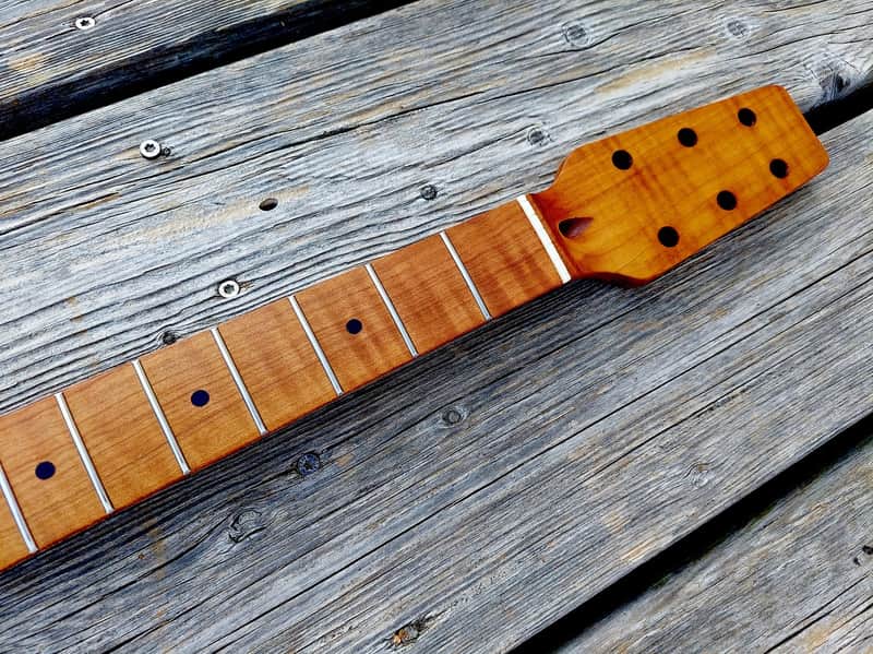 Telecaster snakehead  neck,  flamed roasted maple image 1