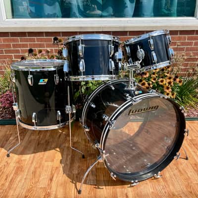 1970s Ludwig Smoke Black Vistalite Big Beat Drum Set 22/12/13/16 image 2