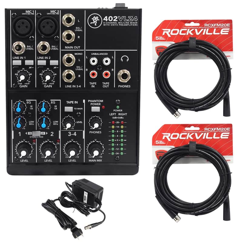 New Mackie 402VLZ4 4-channel Compact Analog Low-Noise Mixer + (2