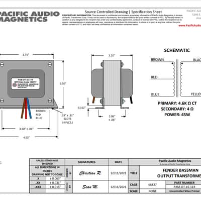 Pacific Transformer Fender Bassman Output Transformer 2021 image 3