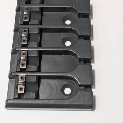 ABM 6 String Solid Brass Bass Bridge BLACK Steel Lock-Down Saddle Assembly Unused image 9