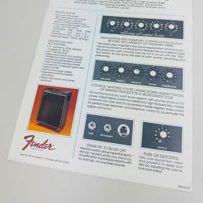 Fender Studio Bass Amplifier Flyer 1978 image 2