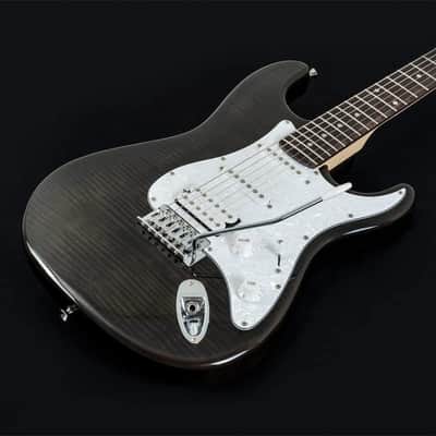 Washburn Sonamaster 6 String Solid-Body Electric Guitar, Right, Transparent Black (SDFTB) image 6