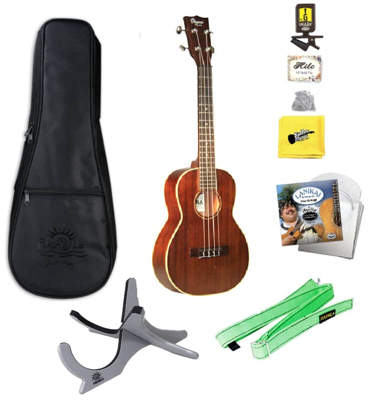 Ohana TK-38 Solid Mahogany Tenor Ukulele with Bag, Tuner, Strings, Stand, More image 1