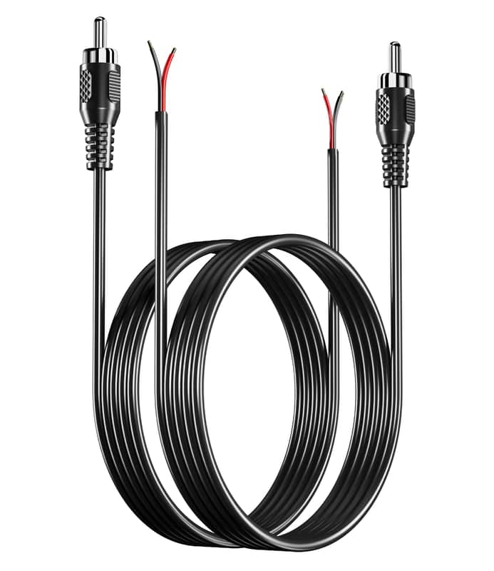 RCA to Speaker Wire Adapter, Speaker Bare Wire Cables to RCA Plugs Adapter Repair Speaker Cord for Speakers Amplifier Audio Video AV Receivers （2 Pack 20AWG 6.6 ft） image 1