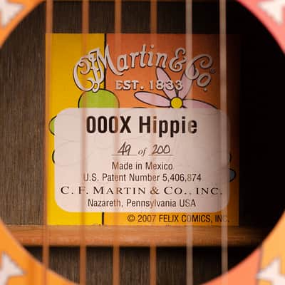 Martin 000X Hippie (#24/200) Don Oriolo 2007 - Pale Orange with full color top design image 4