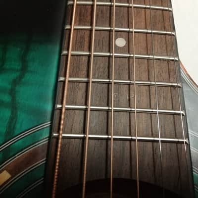 DEAN Exotica Quilt Ash acoustic electric GUITAR Trans Blue Satin w/ Dean Case - B-Stock image 10